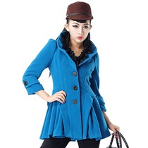 贝茜 品质女装秋冬新款 百褶修身中长款毛呢外