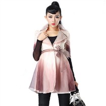 贝茜 品质女装欧洲风情个性渐变欧根纱连衣裙