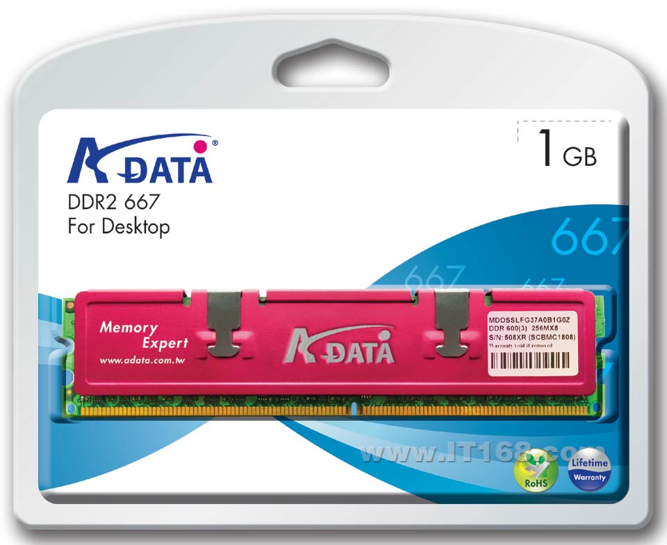 A-DATA(����) ��ɫ����1GB��PC2-5300/DDR2 667���ڴ����������ͼ