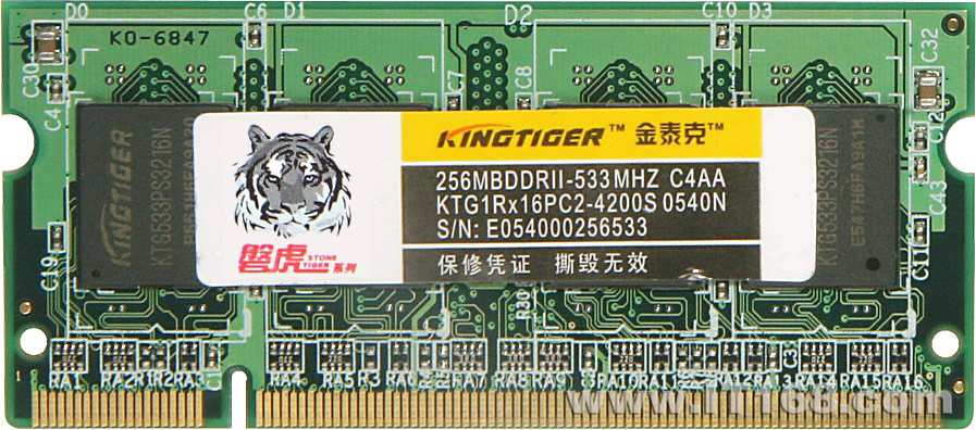 ��̩��(KINGTIGER) �ͻ�256MB��PC2-4300/DDR2 533/200Pin���ڴ����������ͼ