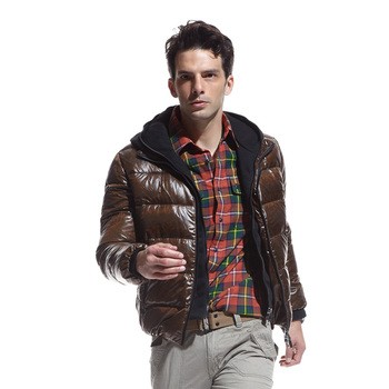 波司登男款亮面棉帽时尚短款羽绒服 棕褐色 165/84a(s)产品图片1