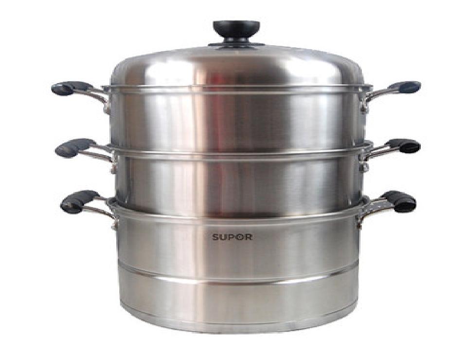 苏泊尔 全不锈钢三层 蒸锅 复底 sz28a1 28cm 电磁炉及明火通用 家居